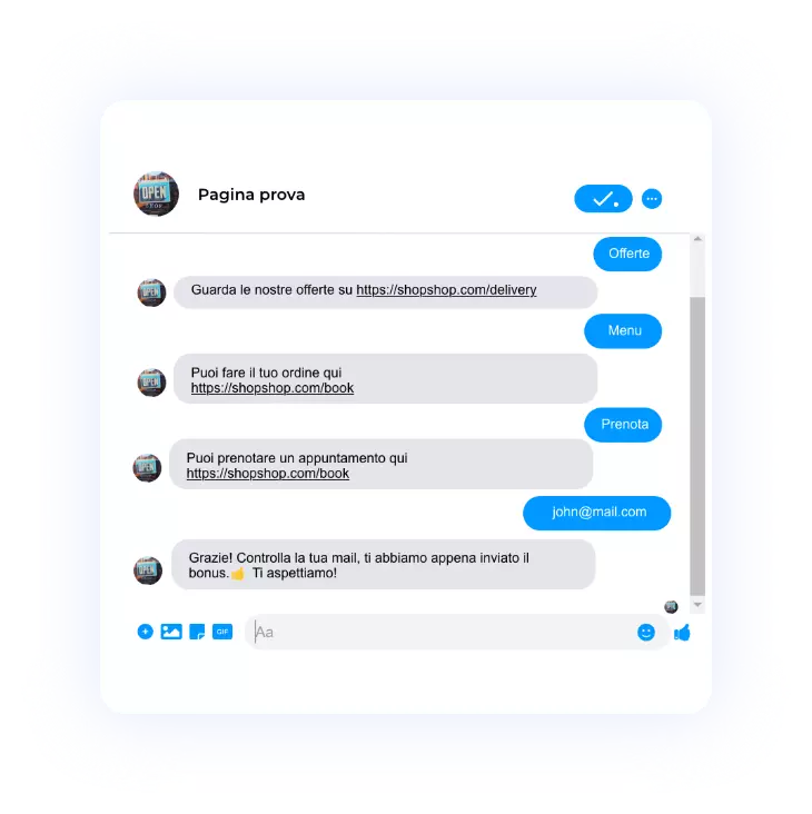esempi di messaggi messenger