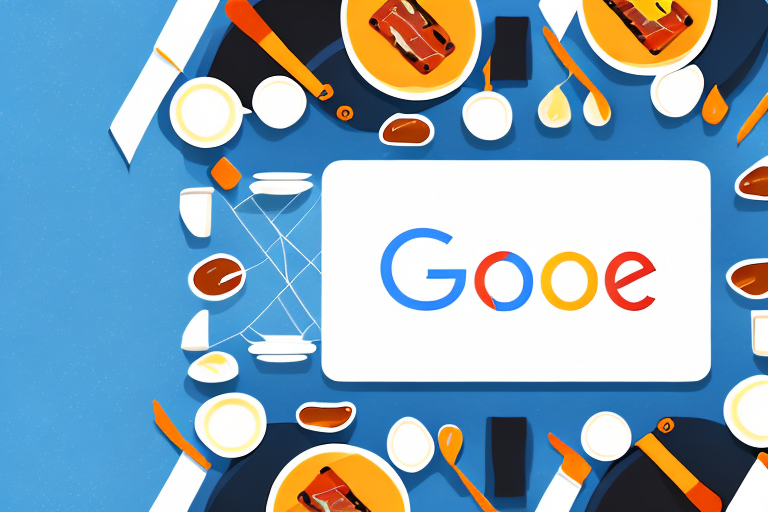 A restaurant table with a google logo hovering above it