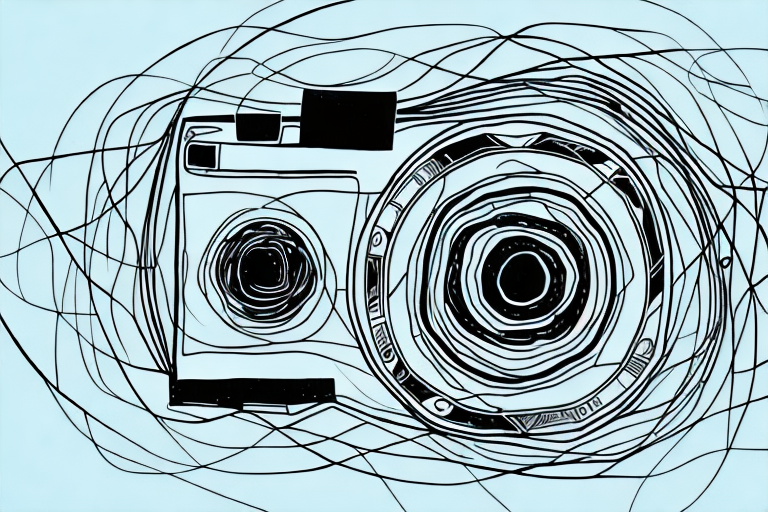 A camera with a network of interconnected lines radiating out from it