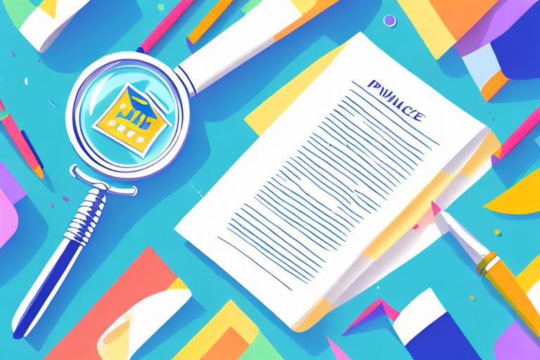 A colorful insurance policy document with a magnifying glass hovering over it