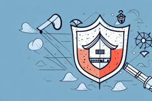 A house with a shield or umbrella over it