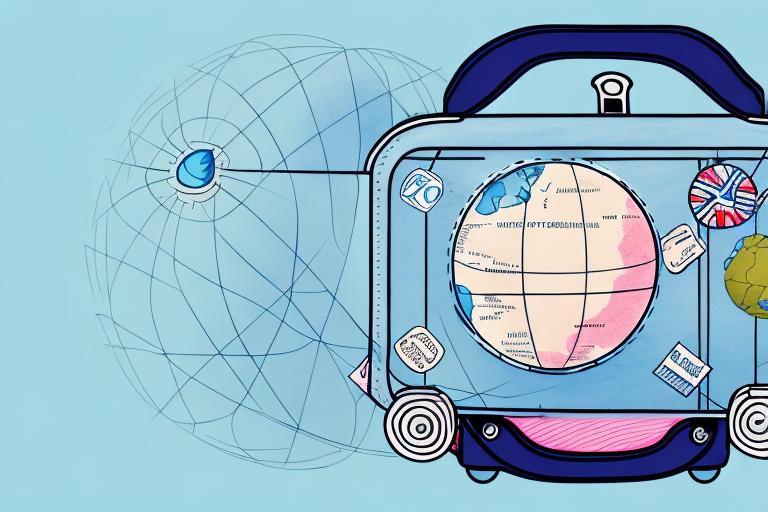A suitcase with a globe