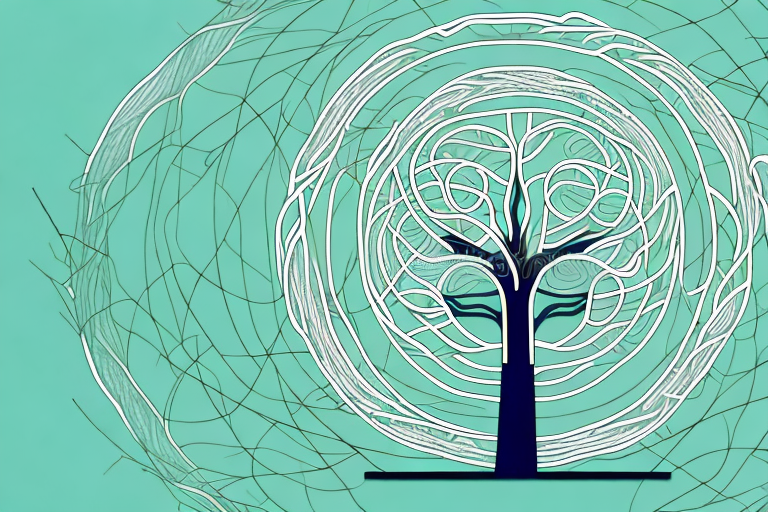 A tree with its branches and leaves forming a network of interconnected circles
