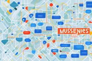 A map with a business marker on it