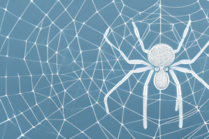 A search engine spider crawling through a web of interconnected nodes