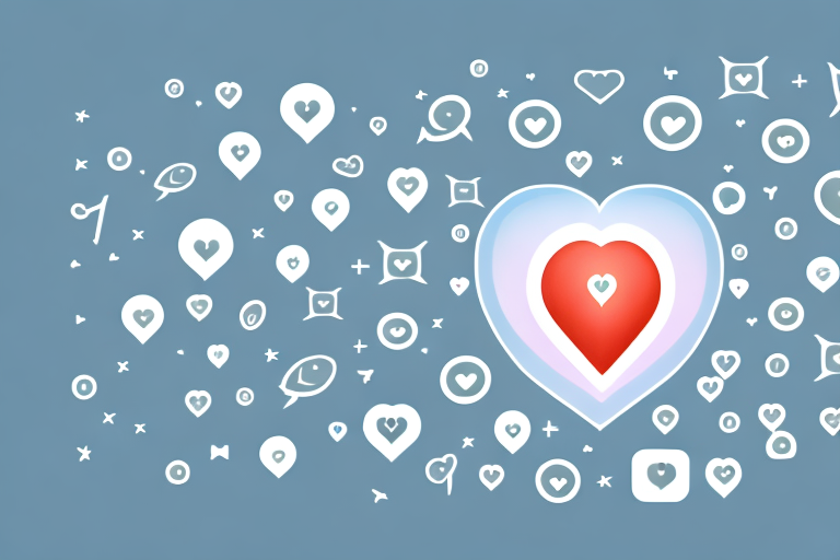 Various social media icons (like a heart