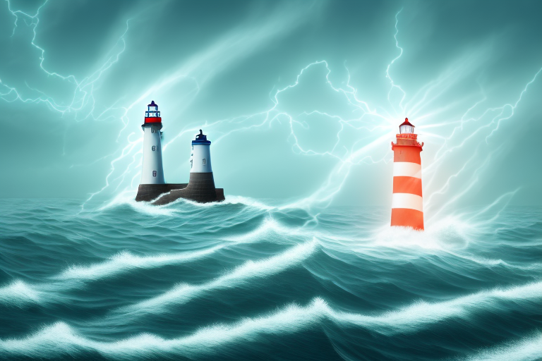 A ship steering through turbulent waters