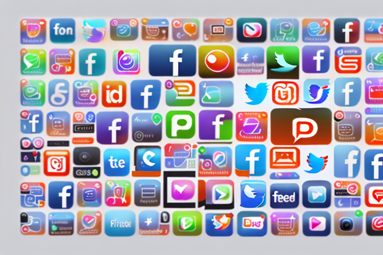 A computer screen displaying a variety of colorful social media icons