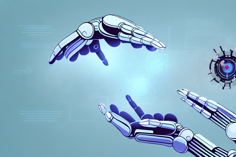 A robotic hand holding a pen
