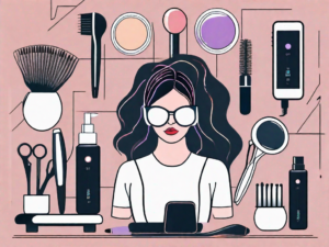 A beauty salon with a computer and a smartphone displaying a booking interface