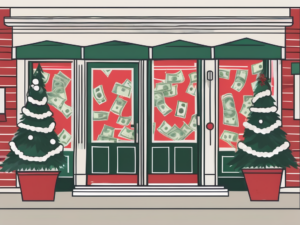 A restaurant exterior adorned with excessive holiday decorations