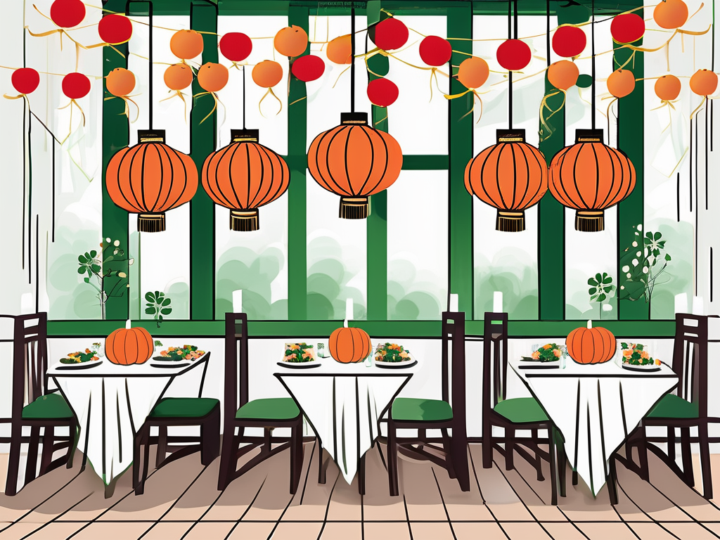 A festive dining setup in a restaurant