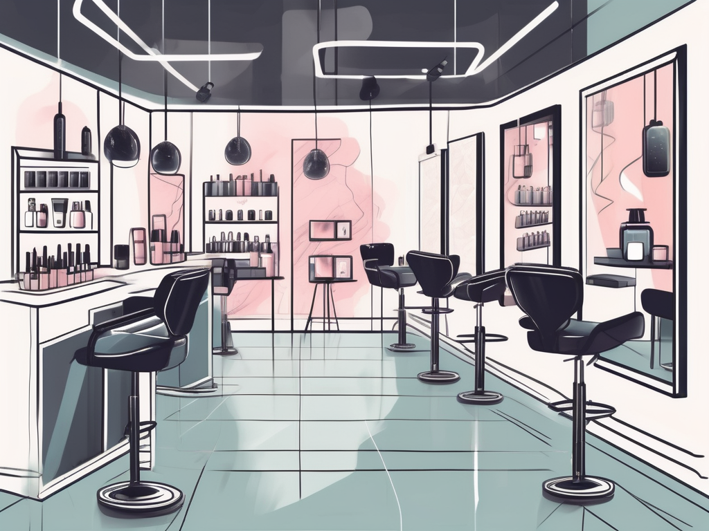 A modern beauty salon with digital devices like tablets
