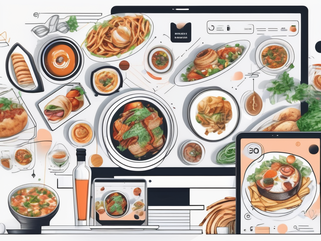 A modern restaurant with digital screens displaying enticing food images