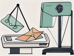 Two symbolic representations of digital tools (like a mobile device for movylo and a mail envelope for mailchimp) on a balanced scale