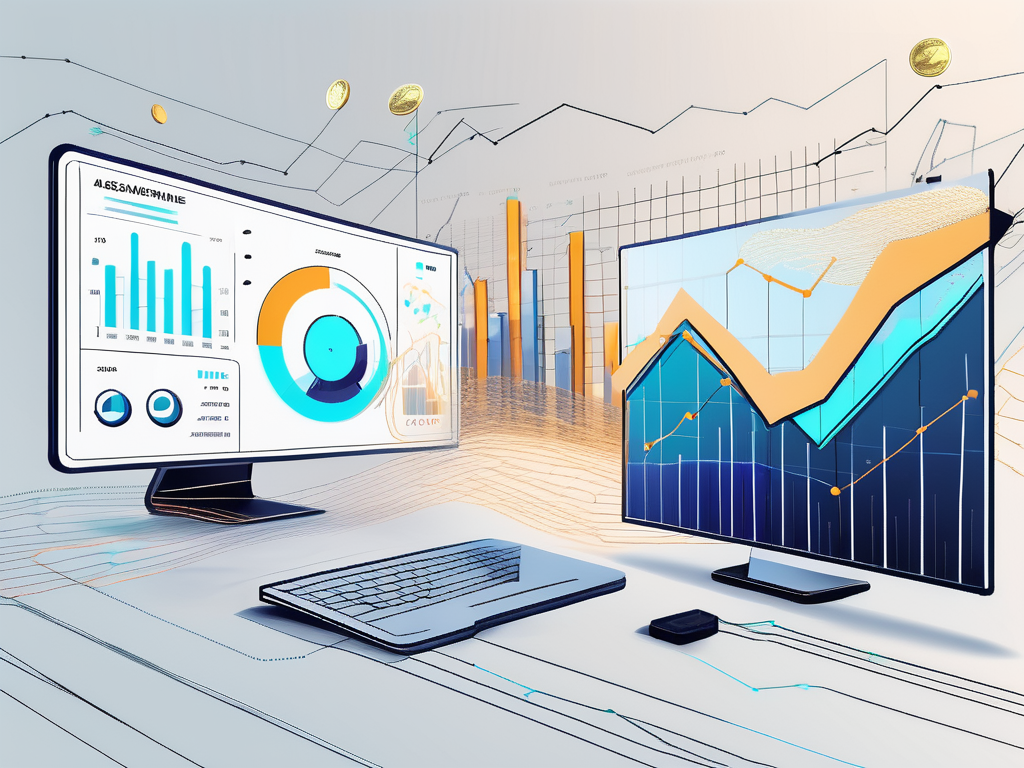 A futuristic dashboard displaying various graphs and charts