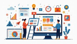 An engaging website interface featuring vibrant graphics