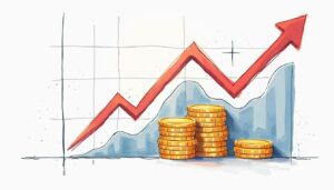 An abstract representation of digital metrics transforming into currency